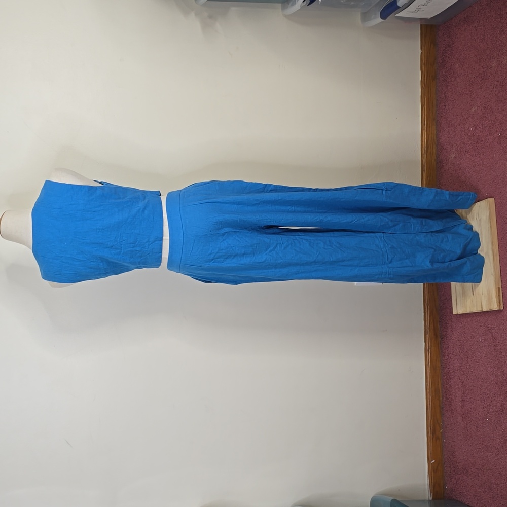 NWT Commense Cotton & Linen Leisure Pants Medium and Vest Small Set Blue - Picture 5 of 7